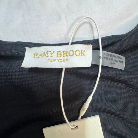 NWT Ramy Brook Black Draped Cowl Neck Ruched Mini Dress – Size Small - Picture 4 of 6